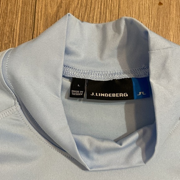 J.Lindeberg | Light Blue Mock Neck Long Sleeve Kate Compression Top | Large - Picture 4 of 6